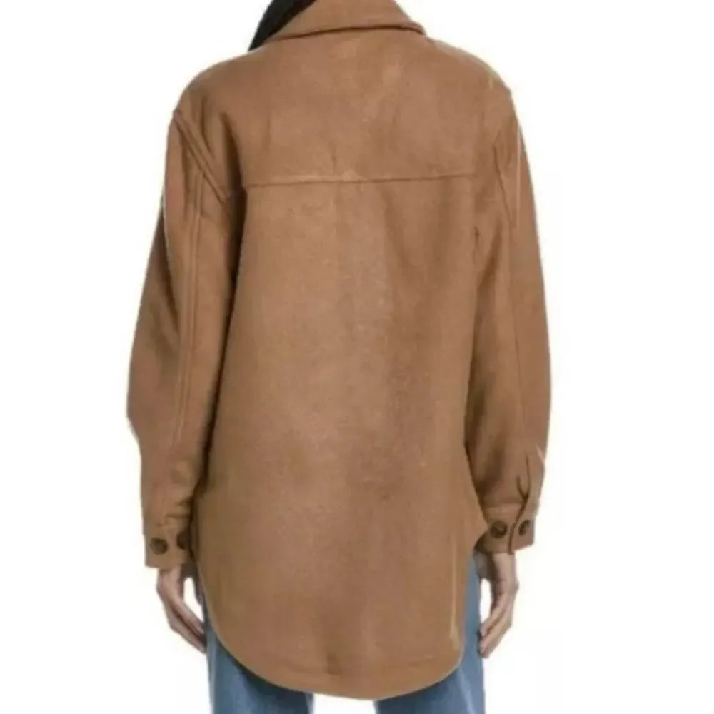 Blank NYC womens "Let's Get Lost" Fleece Blend Shacket, Large, Brown, A61 - Picture 11 of 13